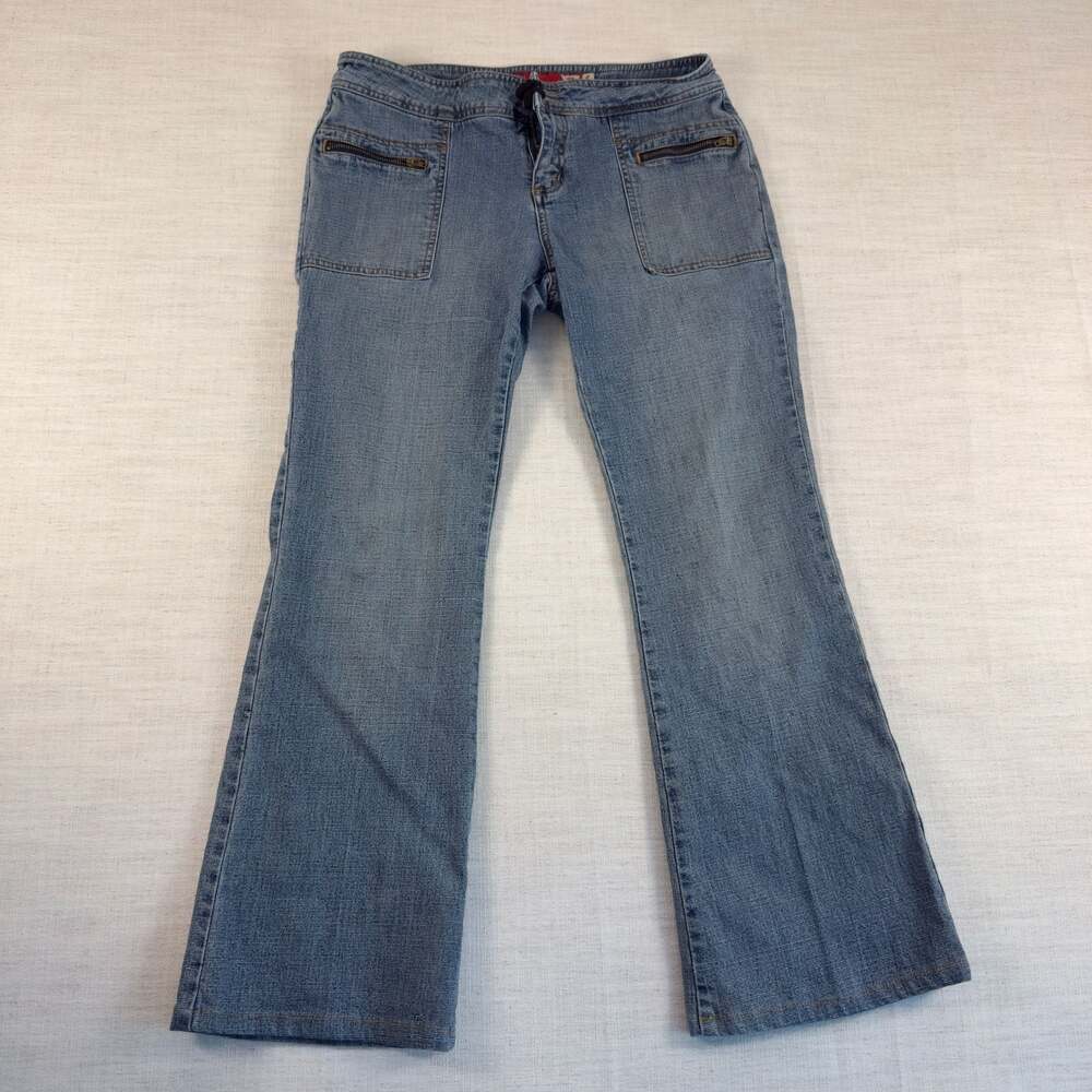 Guess‎ Vintage Y2K Flare Jeans with Zipper Patch Pockets Size 31